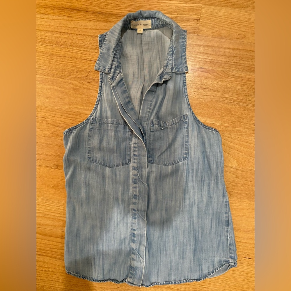 Cloth & stone tank soft denim blouse sz S